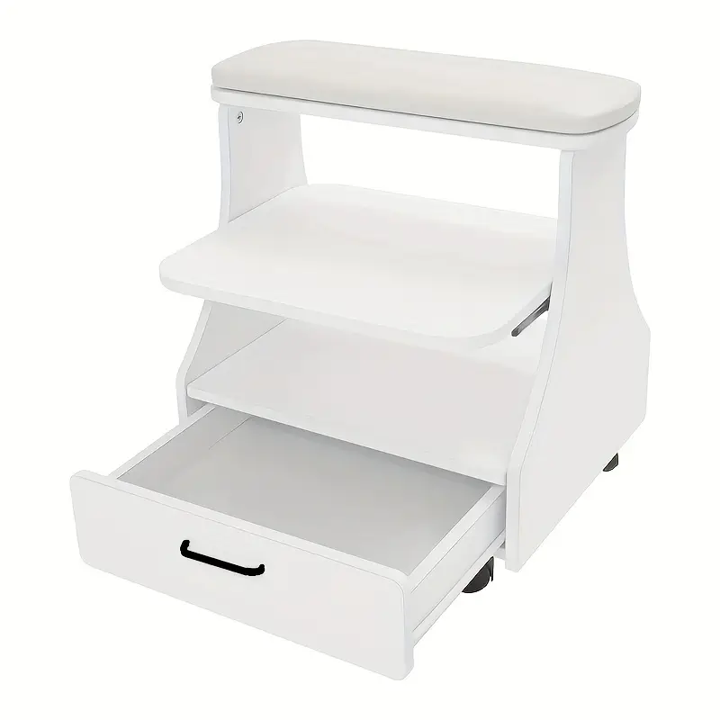 רגלית פדיקור מפוארת עם מדף ומגירה | כרית לבנה